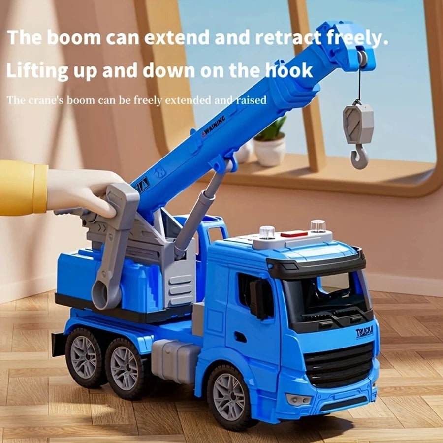 Construction Toy Crane Truck with Lights and Sounds for Kids Age 3 and Up