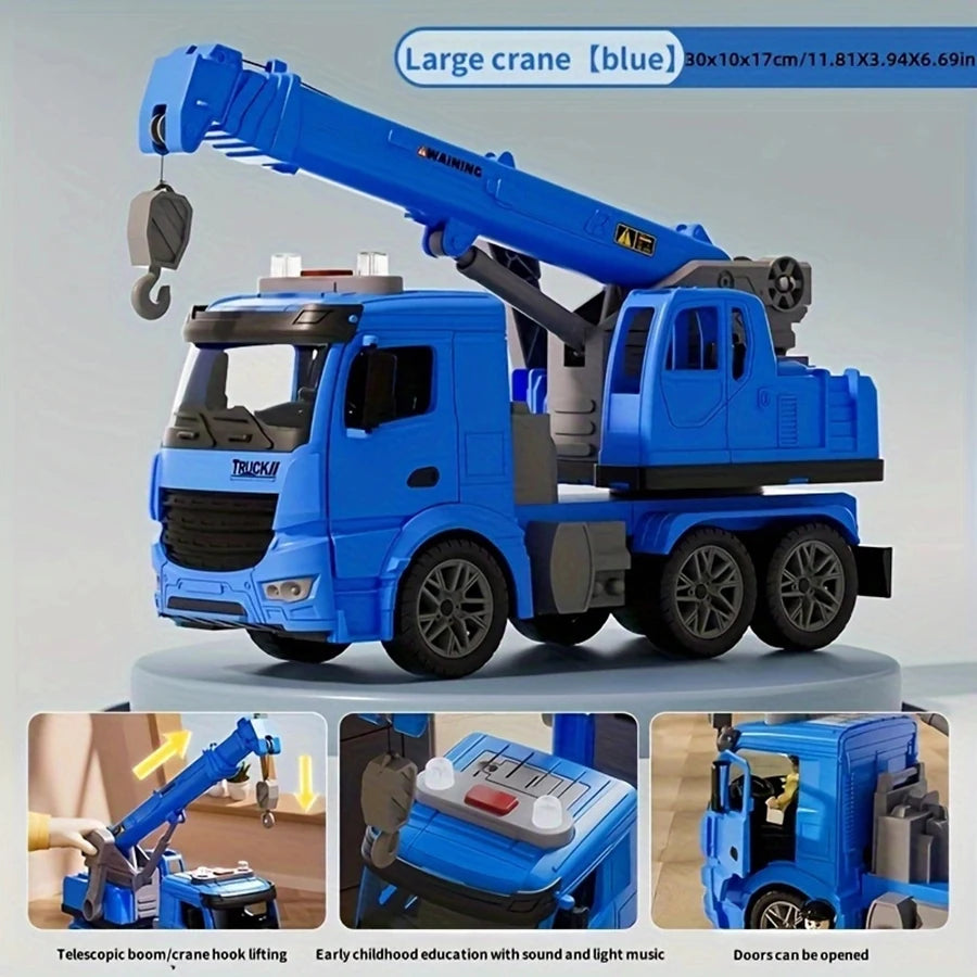 Construction Toy Crane Truck with Lights and Sounds for Kids Age 3 and Up
