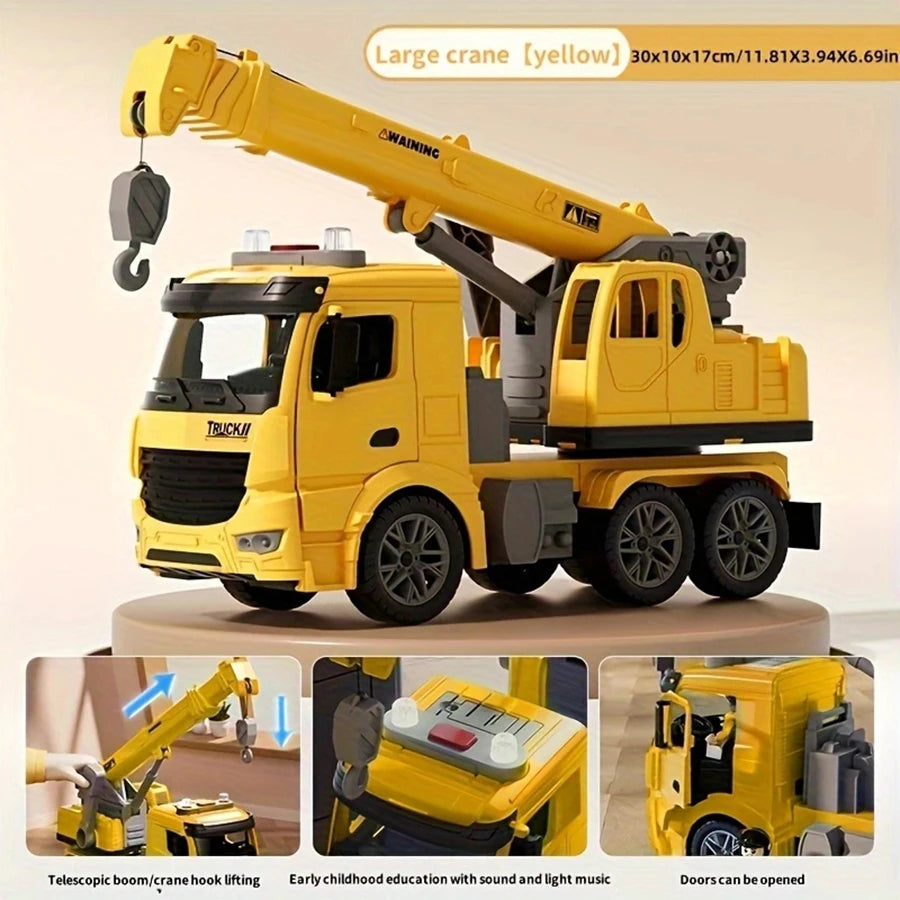 Construction Toy Crane Truck with Lights and Sounds for Kids Age 3 and Up