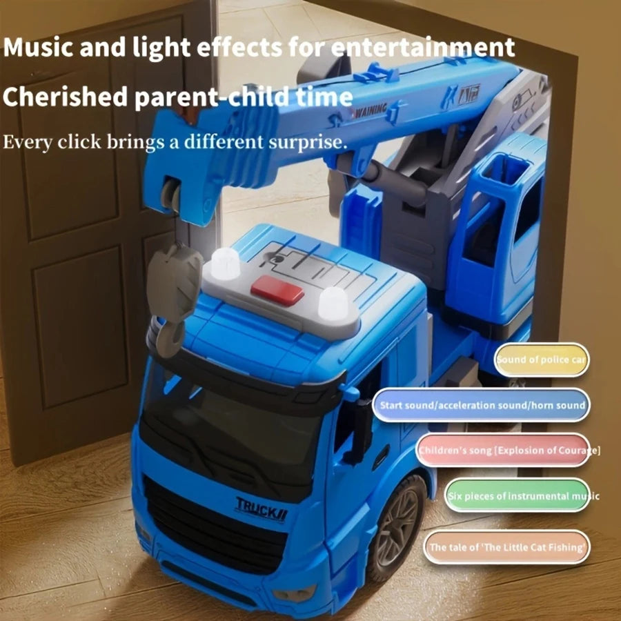 Construction Toy Crane Truck with Lights and Sounds for Kids Age 3 and Up