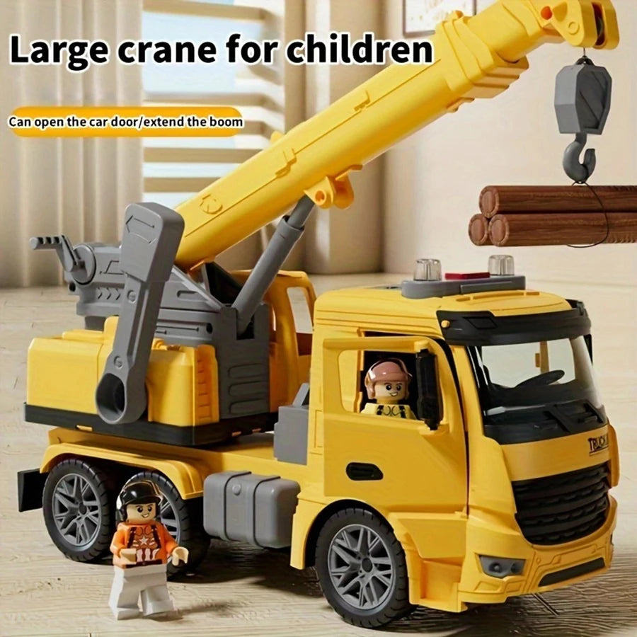 Construction Toy Crane Truck with Lights and Sounds for Kids Age 3 and Up