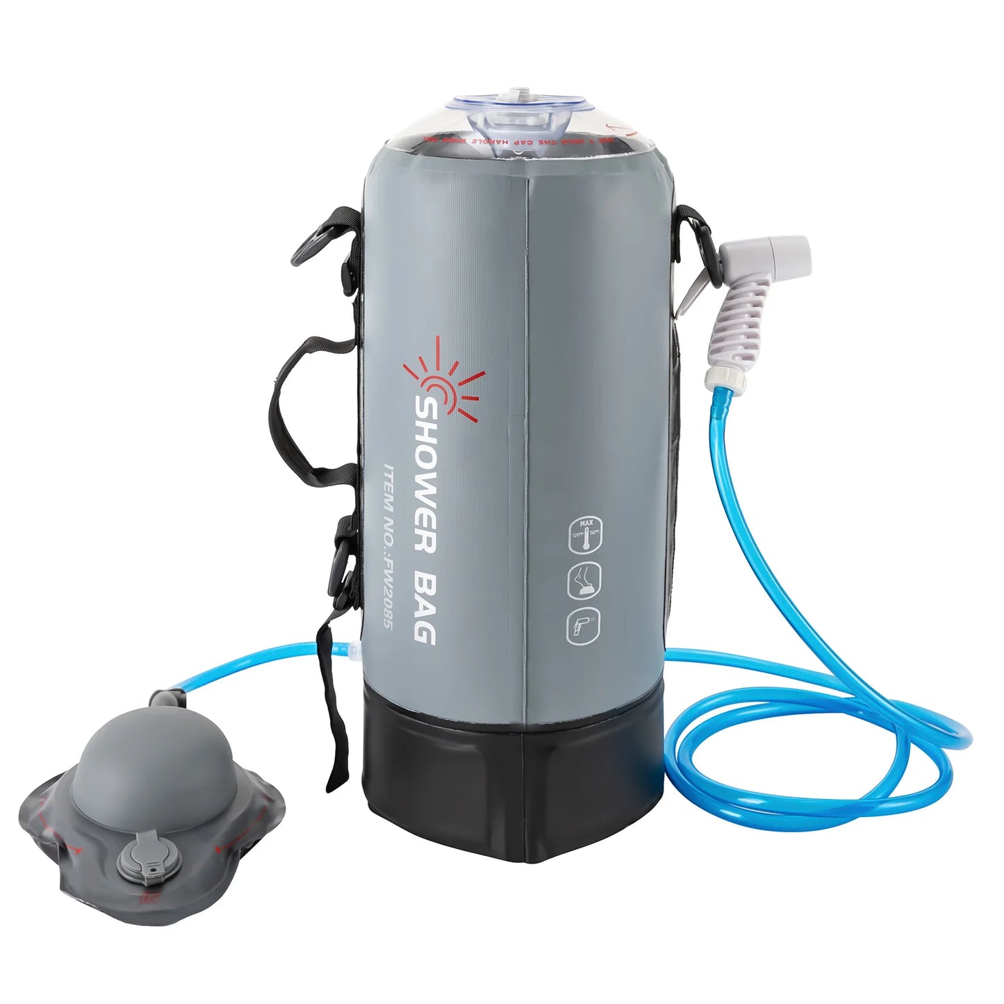 12L Portable Garden Shower with Pump Removable Pressure Camp Shower for Outdoor Travel