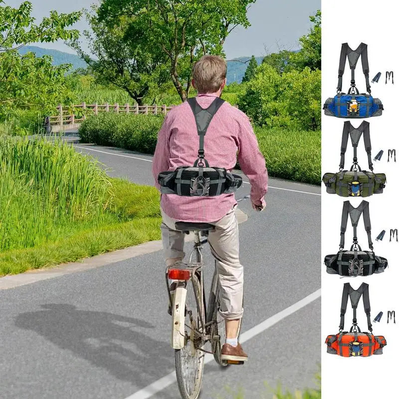 Outdoor Waist Bag with Water Bottle Holders Adjustable Strap for Hiking and Cycling