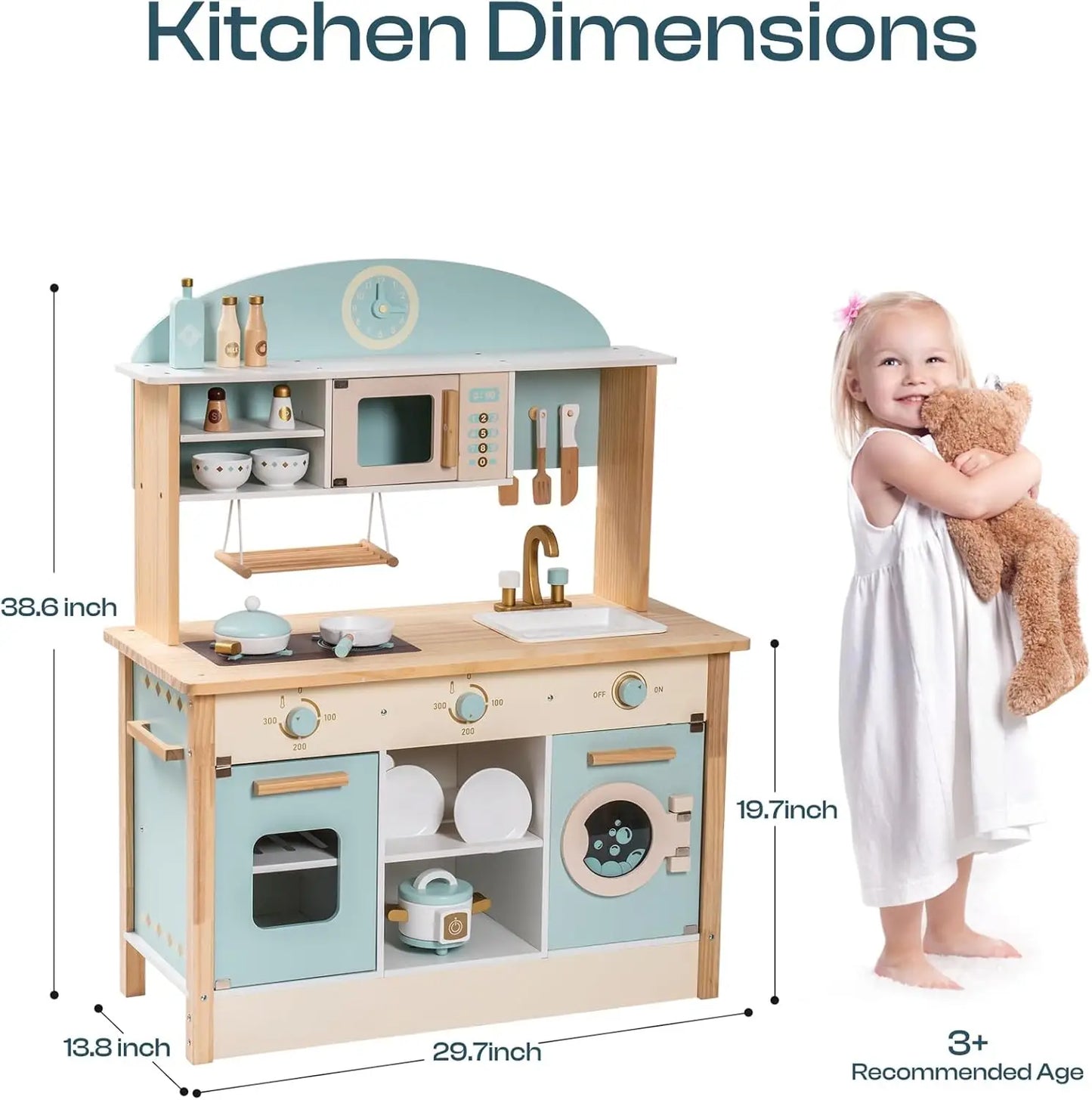 Robotime Robud Wooden Play Kitchen Set for Kids Imaginative Cooking Fun Ages 3 and Up