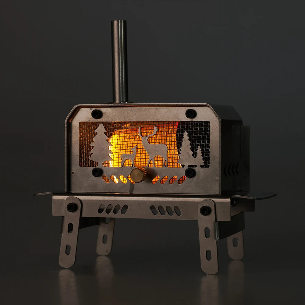 Stainless Steel Outdoor Firewood Stove with Chimney for Camping and Backpacking