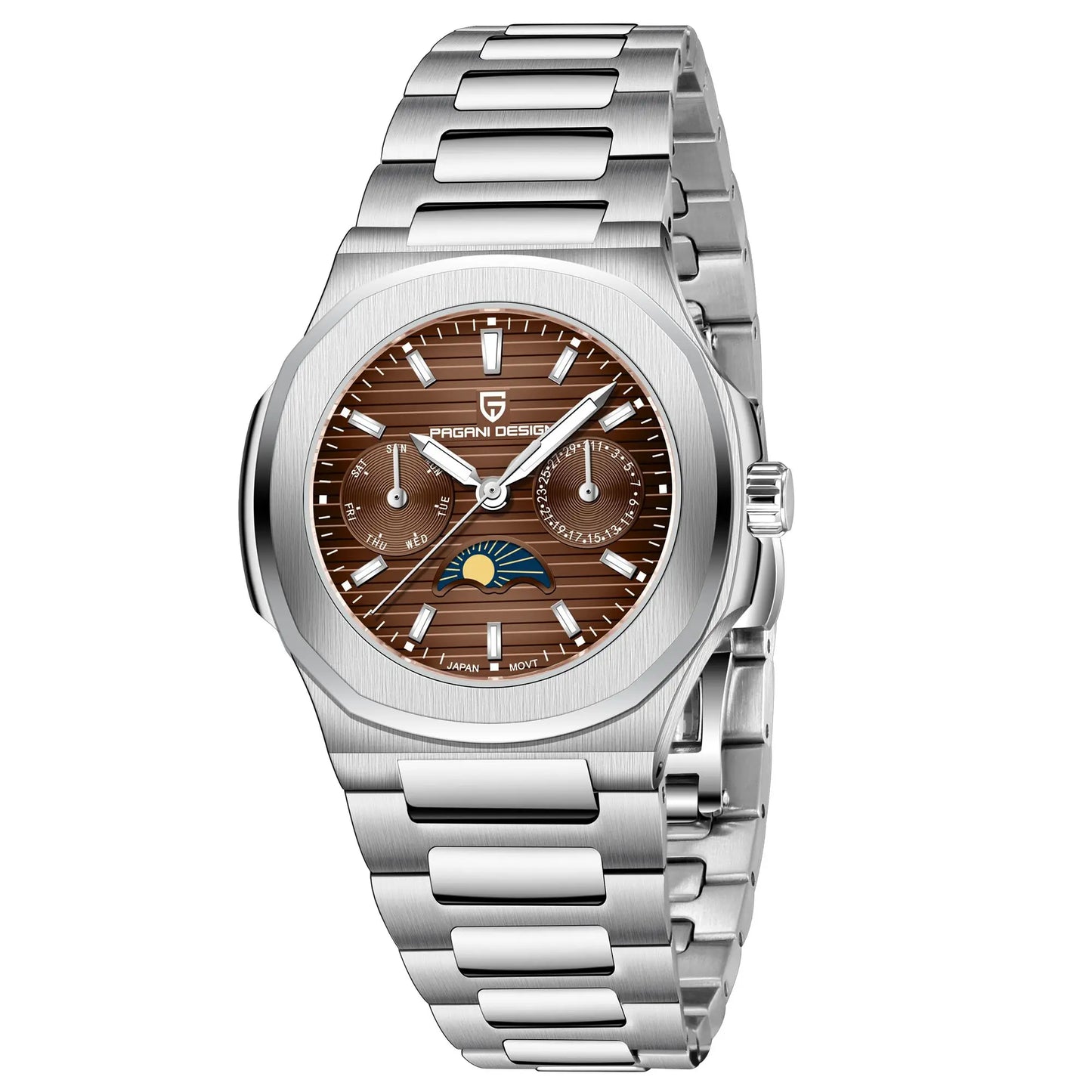 2024 New PAGANI DESIGN Men's Moon Phase Quartz Watch Sapphire Waterproof Automatic Gift
