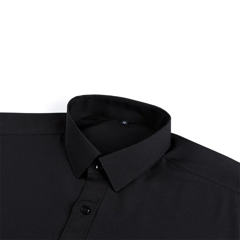 Men's Classic Button-Down Long Sleeve Shirt Solid Color Casual Business Top for Spring