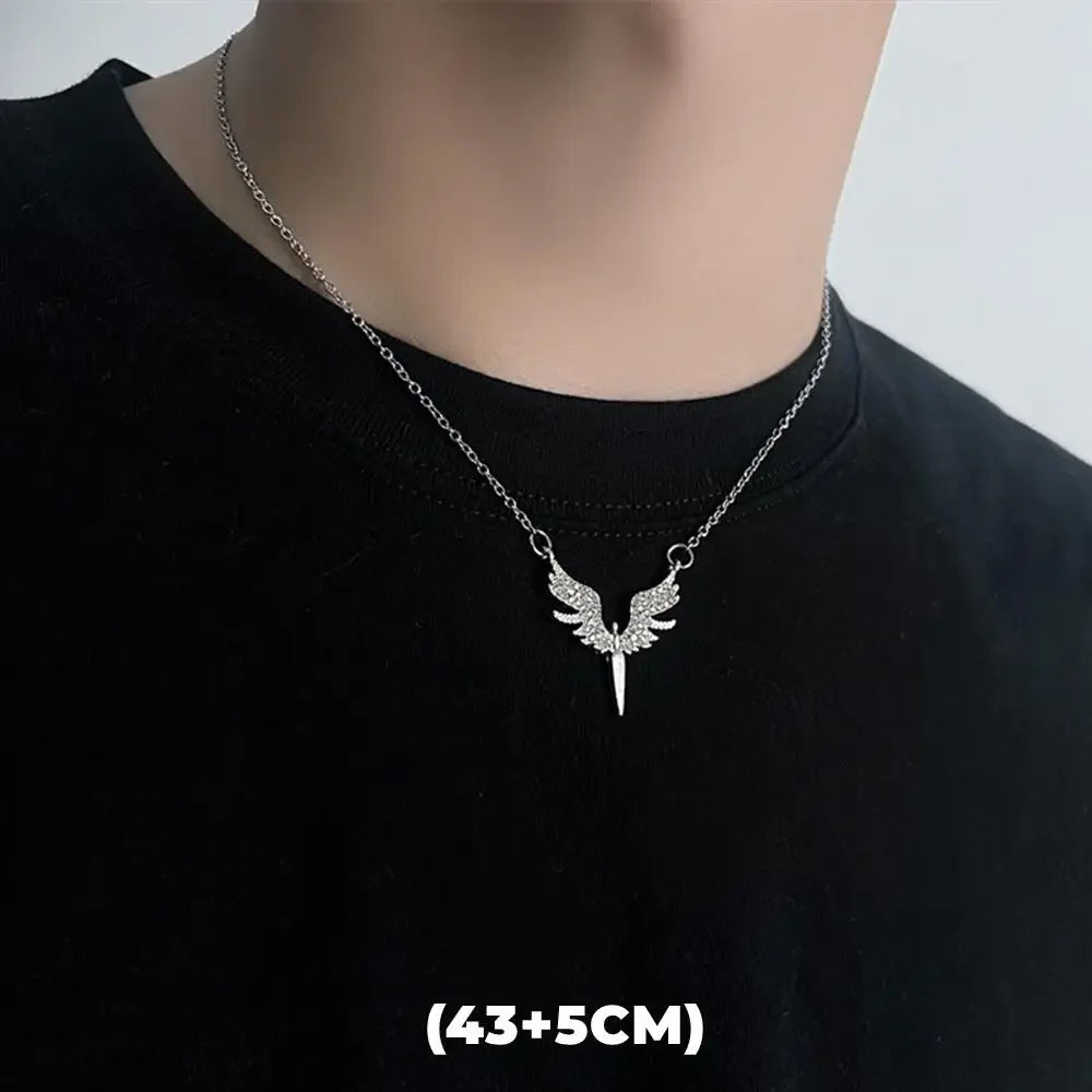 Hip Hop Zircon Star Double Layer Necklace for Men and Women Trendy Titanium Steel Jewelry