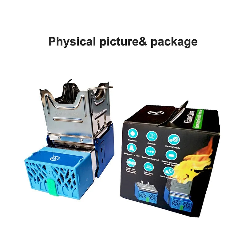 Flame Cube Portable Wood Burning Camp Stove Outdoor Folding Backpacking USB Charger