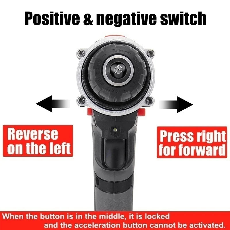 25+3 Torque Cordless Drill Electric Screwdriver Rechargeable Electric Drill Lithium-Ion Battery 2 Speed DIY Driver Power Tools