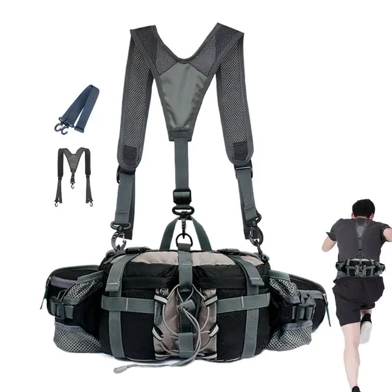 Outdoor Waist Bag with Water Bottle Holders Adjustable Strap for Hiking and Cycling