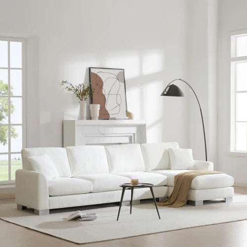 119*55" Modern Oversized Sectional Sofa,L-shaped Luxury Couch Set with 2 Free pillows,5-seat Chenille Furniture with Chaise