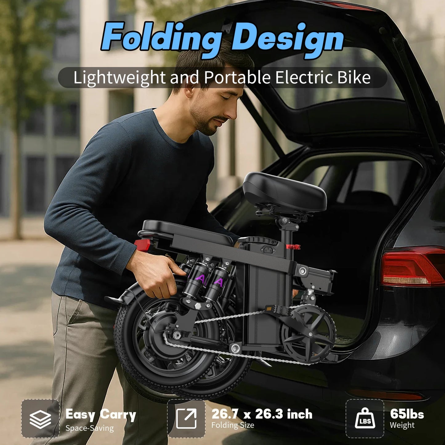 Folding Electric Bike for Adults and Teens 750W Motor 35 Miles Commuter Ebike