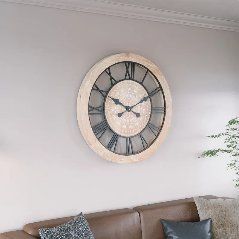 Bohemian Wind and Iron Wood Combined with Creative Wall Clock