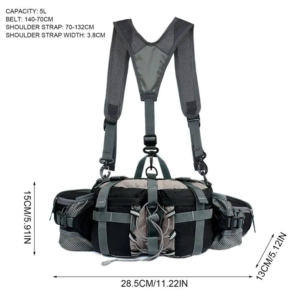 Outdoor Waist Bag with Water Bottle Holders Adjustable Strap for Hiking and Cycling