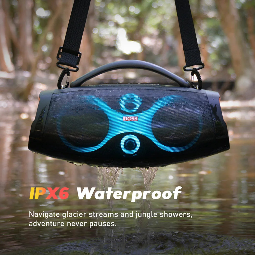 DOSS Portable Bluetooth Speaker 120W Powerful Sound IPX6 Waterproof Outdoor Subwoofer