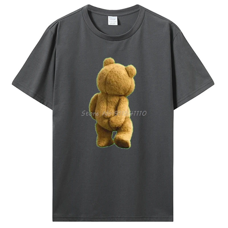 Ted Bear Casual Cotton T-Shirt Unisex Oversized Fitness Tee for Summer Streetwear