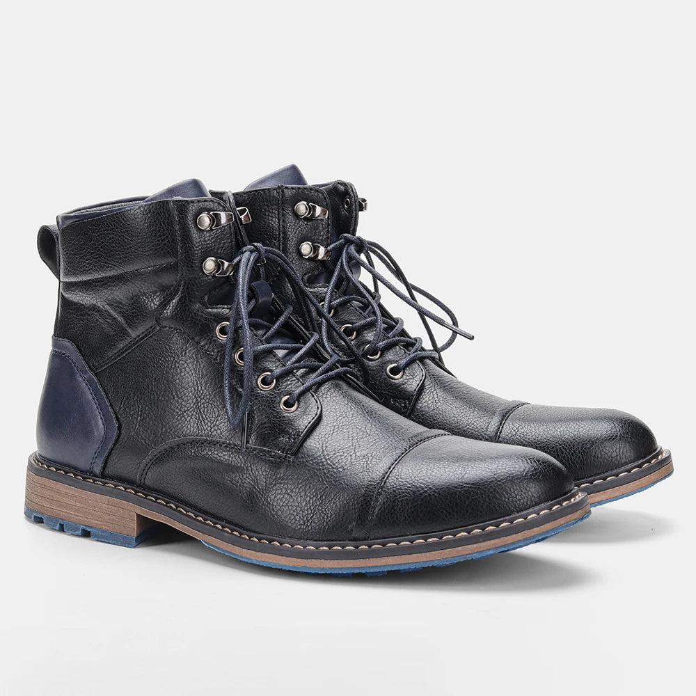 Brogue Chelsea Men Boots 2025 American Style Comfortable Leather Fashion Footwear