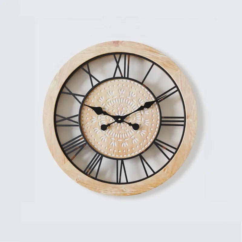 Bohemian Wind and Iron Wood Combined with Creative Wall Clock