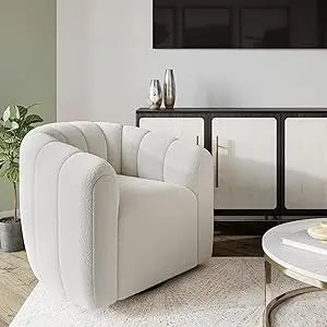 Modern Swivel Accent Chair, Round Barrel Armchairs with Wide Upholstered, Comfy Swivel Accent Chair for Living Room Office Bedr