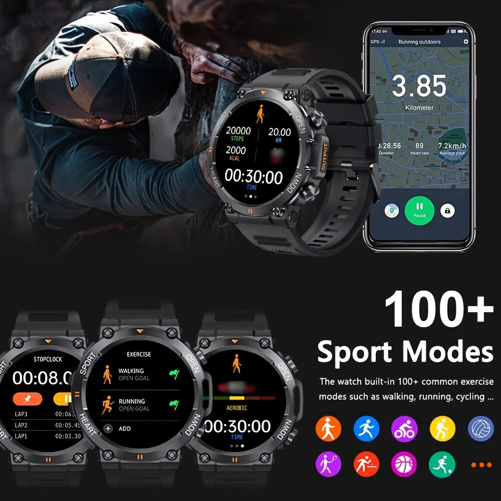 SENBONO Rugged Military Smart Watch for Men with Heart Rate Tracking and Waterproof Design