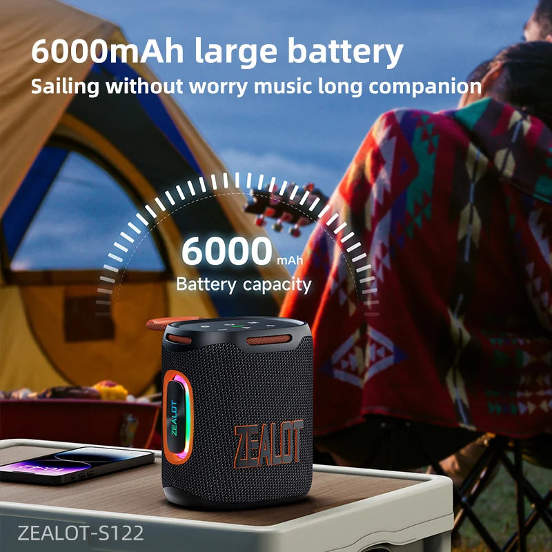 Zealot S122 Bluetooth Speaker IPX6 Waterproof 25W HiFi Sound 20H Playtime TWS Pairing