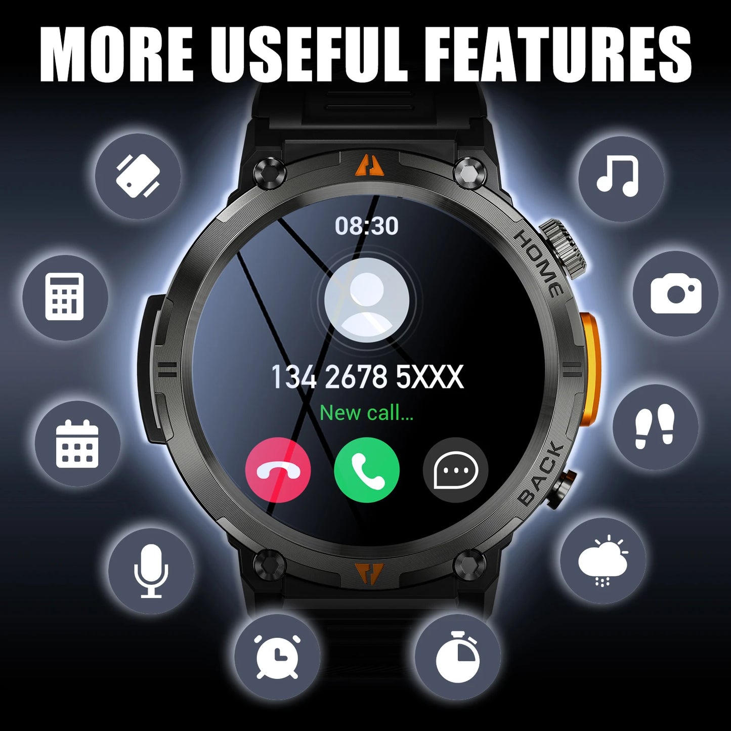 EIGIIS 2024 KE3 Bluetooth Call Smart Watch for Men with Health Monitor and Full Touch Screen