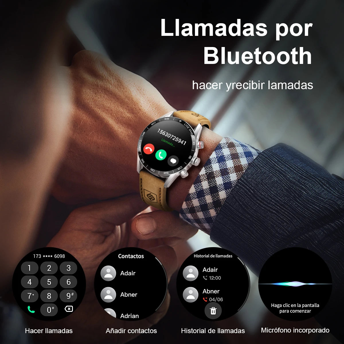 LIGE Smartwatch For Men AMOLED Screen Waterproof Smartband Bluetooth Call Compatible