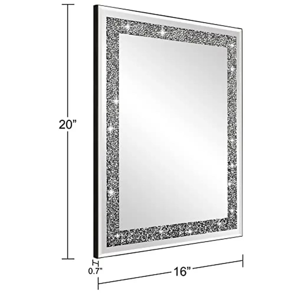 Crystal Crush Diamond Mirror 16x20 Wall Mirror Home Décor Accent Bathroom Bedroom Entryway Stunning Luxury HD Glass Décoration