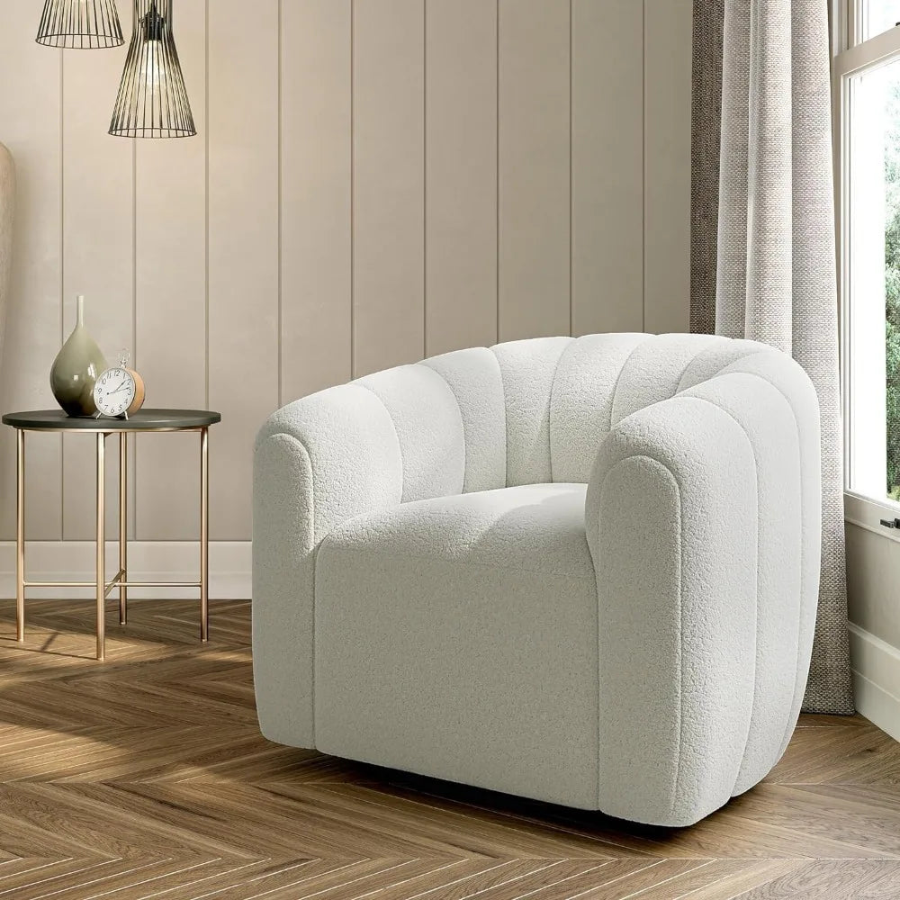 Modern Swivel Accent Chair, Round Barrel Armchairs with Wide Upholstered, Comfy Swivel Accent Chair for Living Room Office Bedr