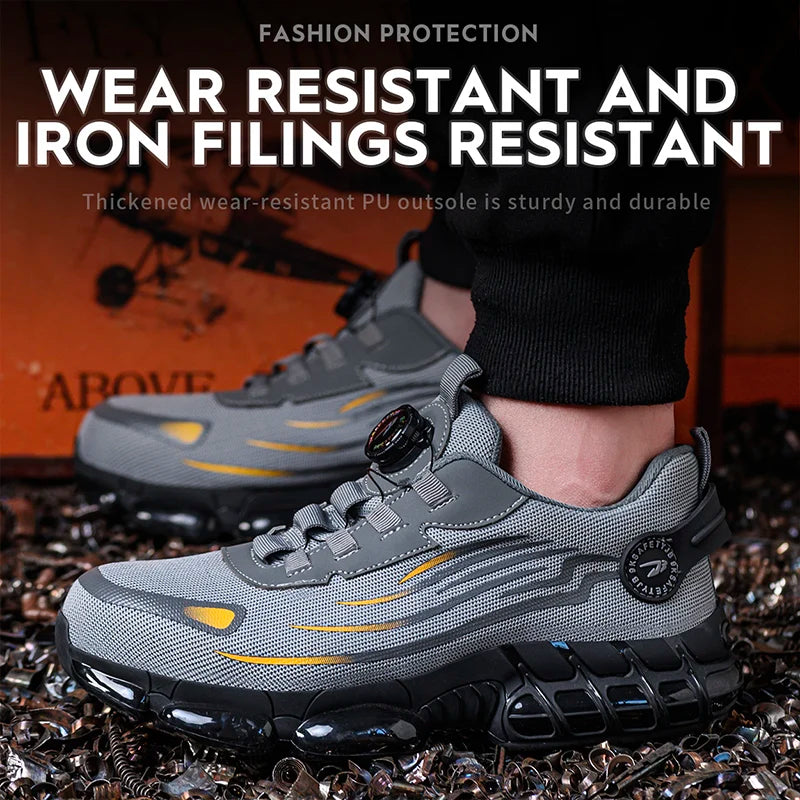 Breathable Lace-Free Soft Sole Safety Shoes for Men with Anti-Smash and Anti-Puncture Features