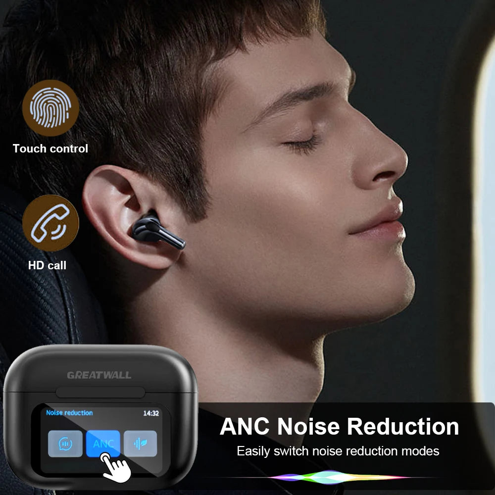 GREATWALL Wireless Bluetooth Earphones with ANC Noise Reduction and HD Mic for Gamers