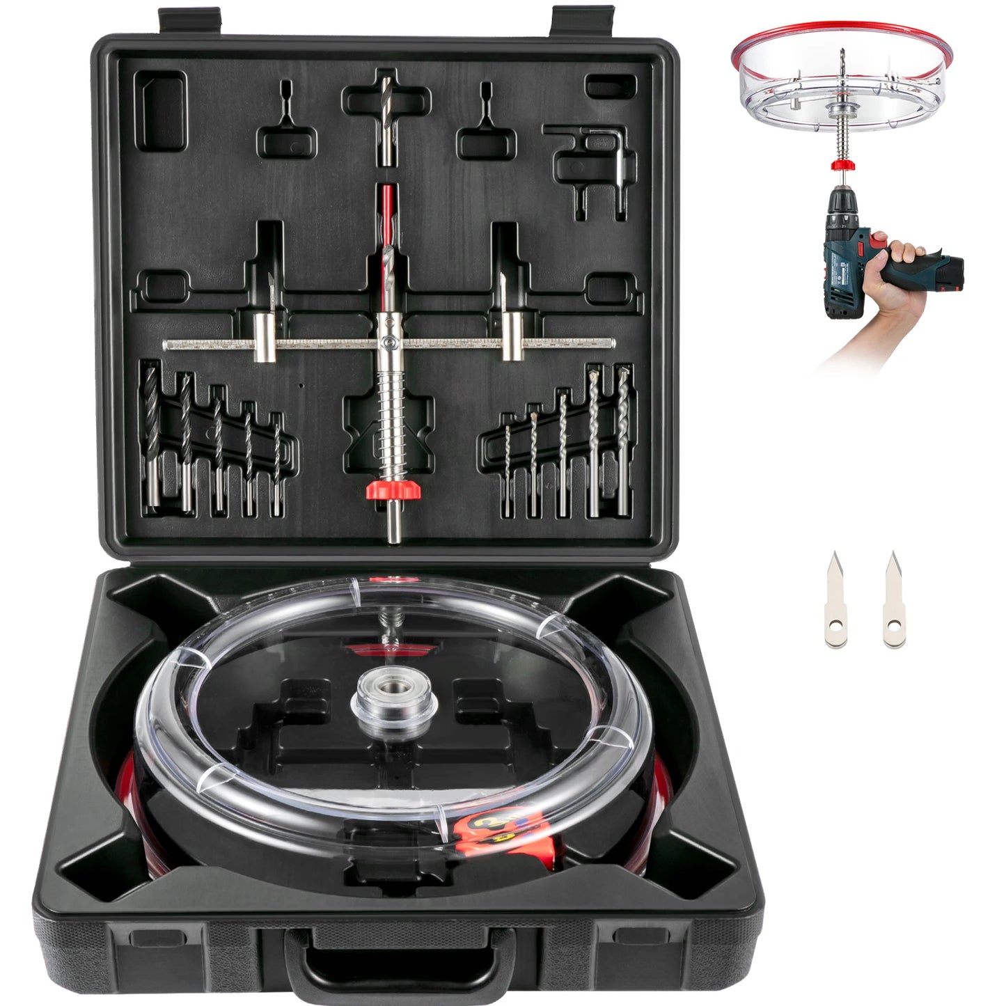 VEVOR 40-200mm 40-300mm Adjustable Steel Hole Saw Cutter Kit w/ Shield Hole Cutter Drill Bit DIY Tool for Sheetrock Veneer Slate