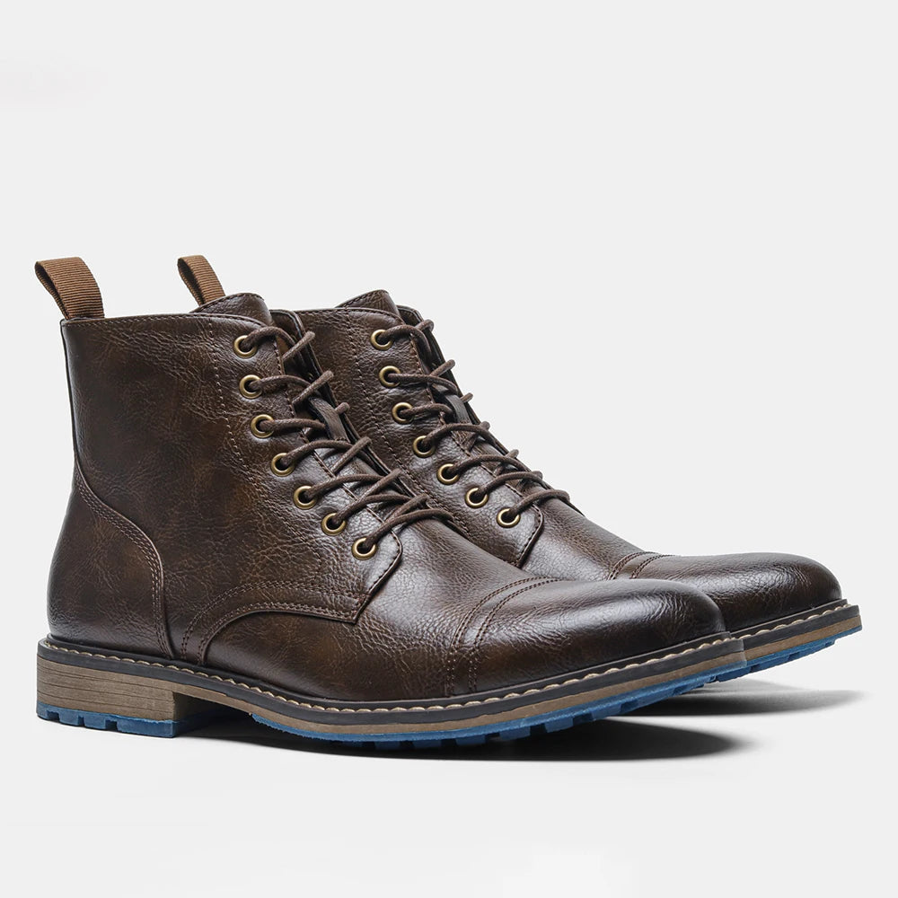 Brogue Chelsea Men Boots 2025 American Style Comfortable Leather Fashion Footwear