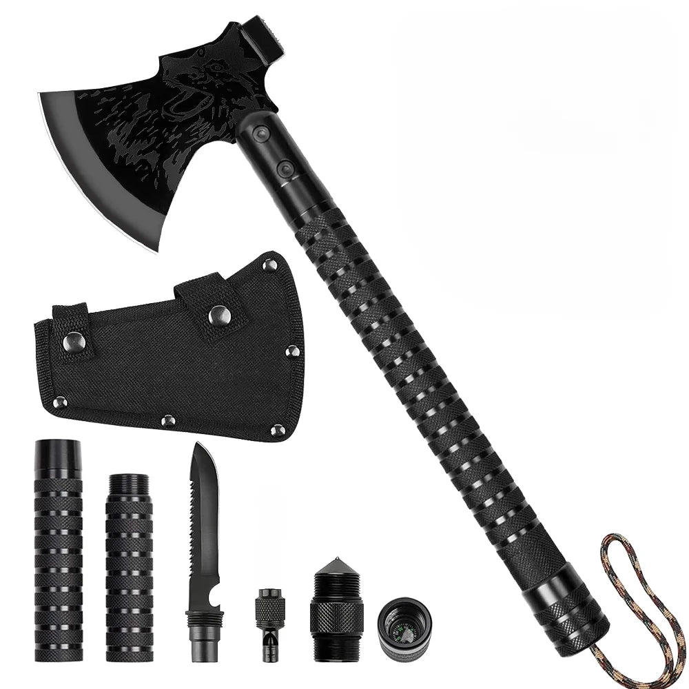 Foldable Tactical Survival Axe Multi-Function Outdoor Camping Tool with Sheath