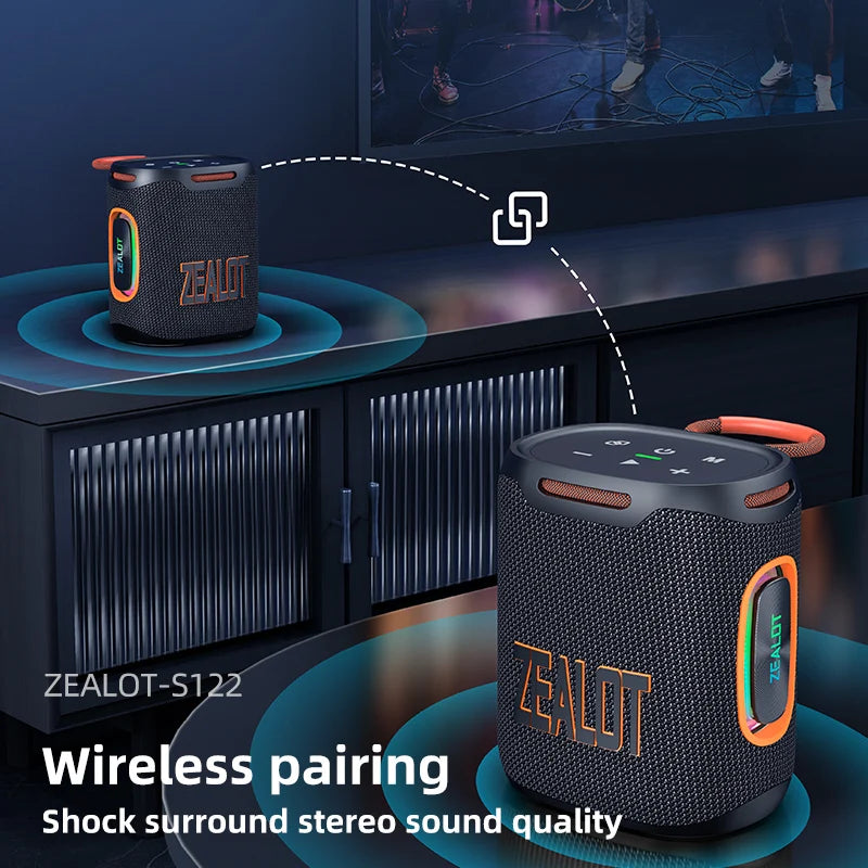 Zealot S122 Bluetooth Speaker IPX6 Waterproof 25W HiFi Sound 20H Playtime TWS Pairing