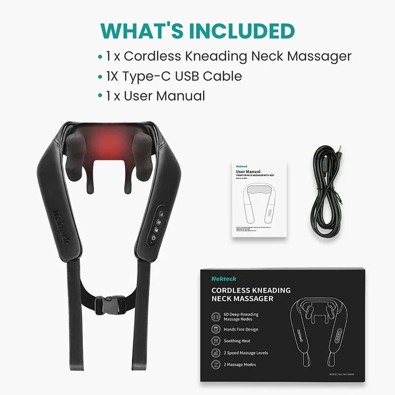 Nekteck Wireless Neck and Back Massager for Relaxation and Comfort at Home