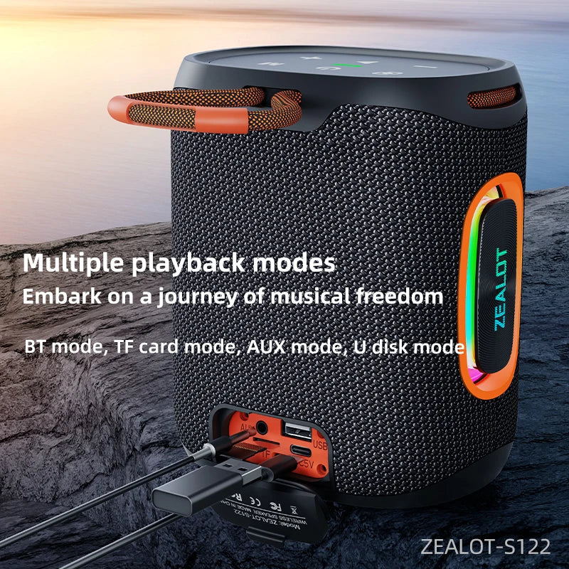Zealot S122 Bluetooth Speaker IPX6 Waterproof 25W HiFi Sound 20H Playtime TWS Pairing