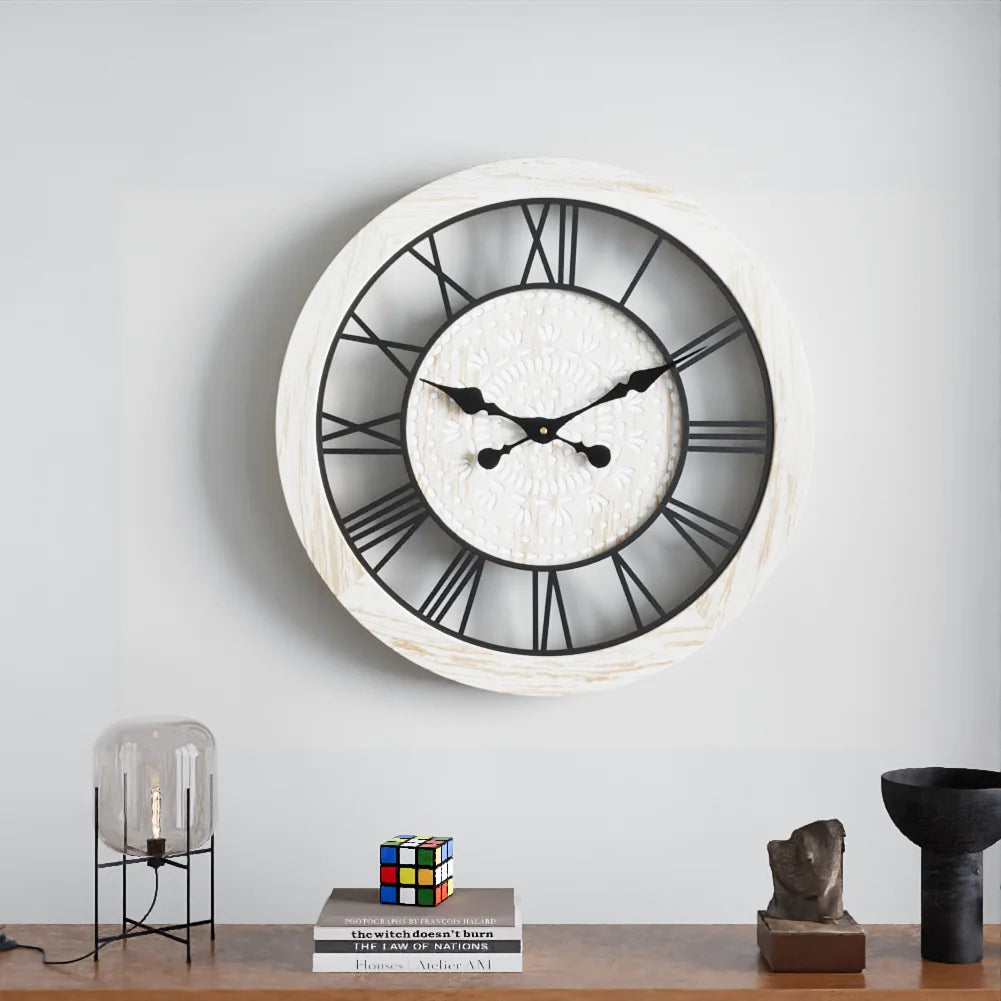 Bohemian Wind and Iron Wood Combined with Creative Wall Clock