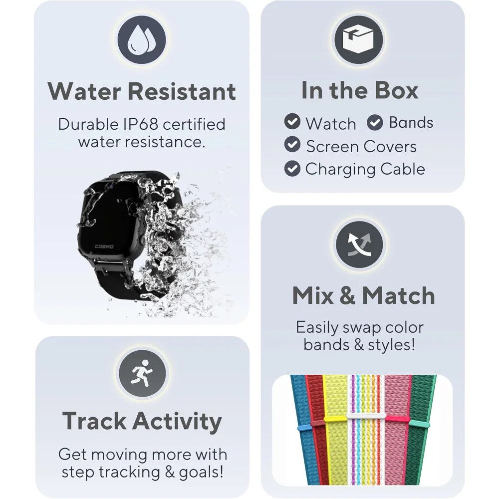 Kids Smart Watch by Cosmo with GPS Tracker Calls Texts Activity School Lock and SOS Alerts