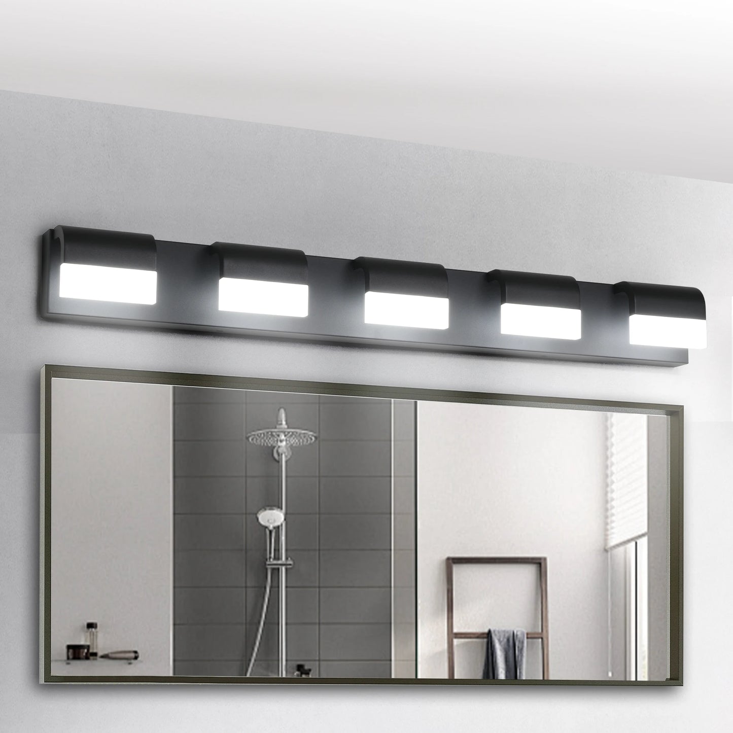 Modern Bathroom Vanity Lighting 4/5/6 Lights LED Vanity Lights Over Mirror Bath Wall Lighting-Black Finish