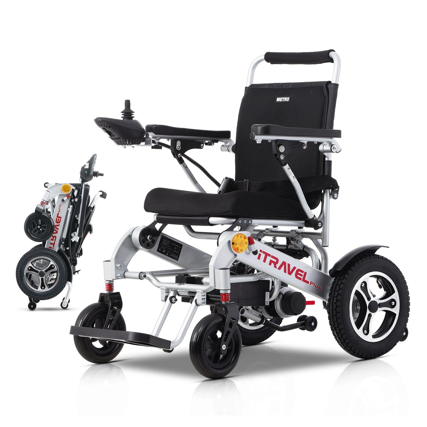 Metro Mobility iTravel Plus 8 Inch 4 Wheel Electric Wheelchair with 360W Motor and Battery