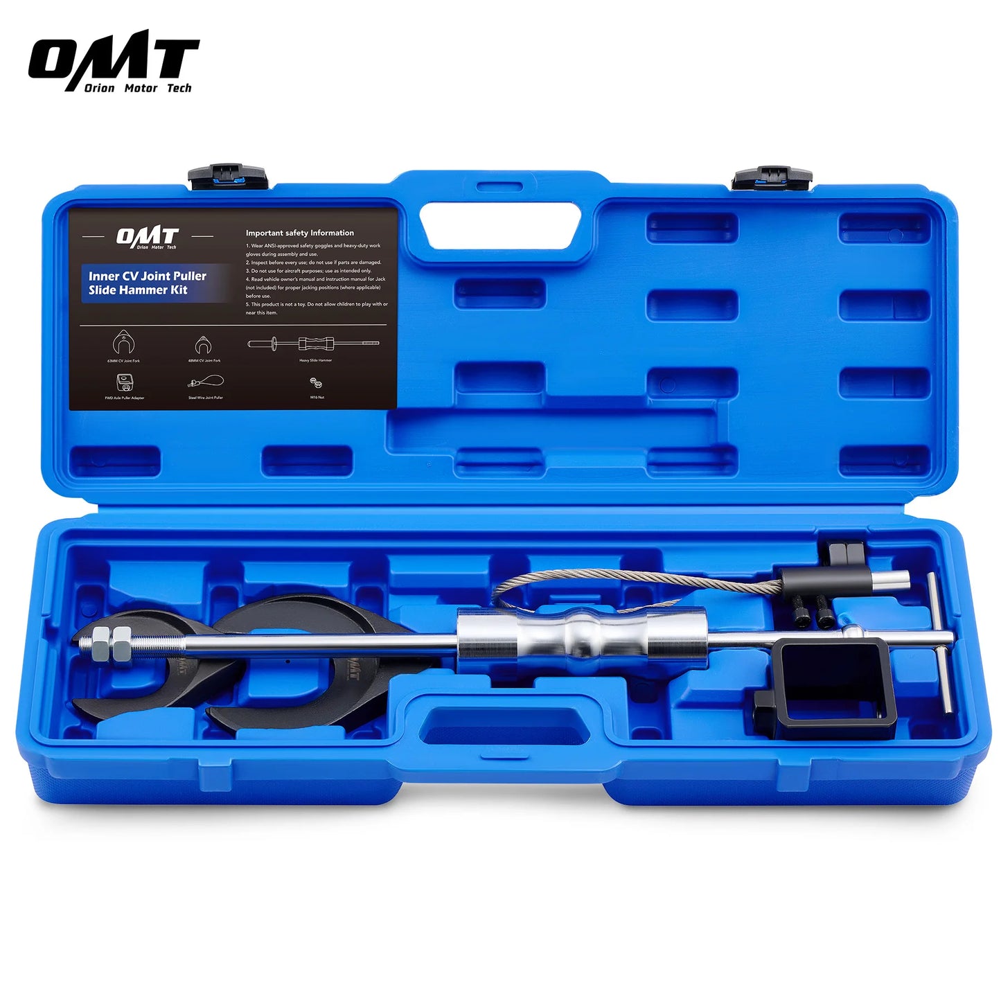 OMT CV Joint Puller Slide Hammer Tool Kit with 4 Adapters for Axle Shaft Removal