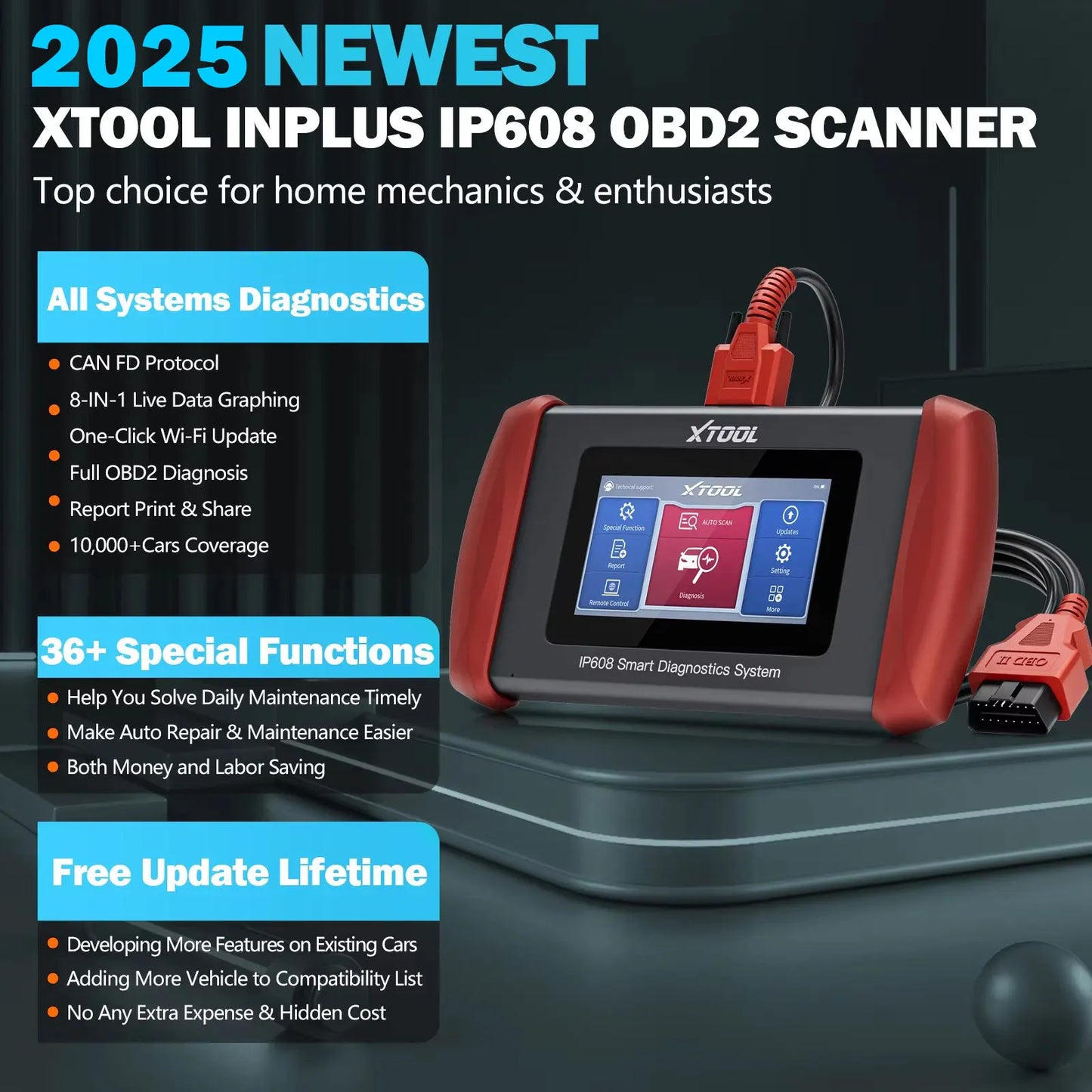 XTOOL InPlus IP608 Automotive Scanner with 30 Plus Functions and Free Updates