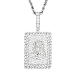Iced Out VVS Moissanite Jesus Head Pendant Necklace in 925 Sterling Silver for Men and Women