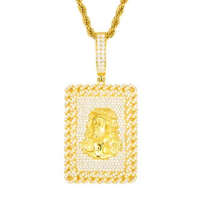 Iced Out VVS Moissanite Jesus Head Pendant Necklace in 925 Sterling Silver for Men and Women