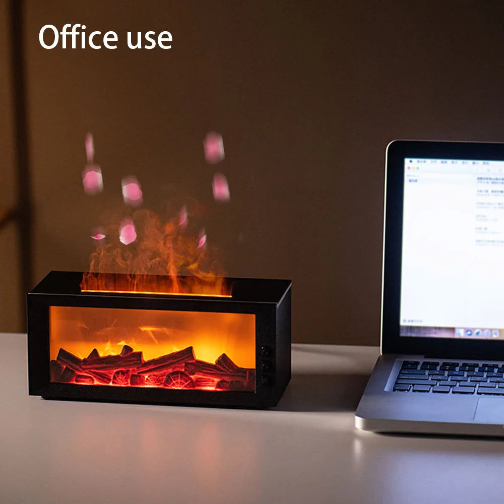 2025 Aromatherapy Ultrasonic Humidifier Essential Oil Diffuser for Home Cool Mist Electronics Night Light realistic flame
