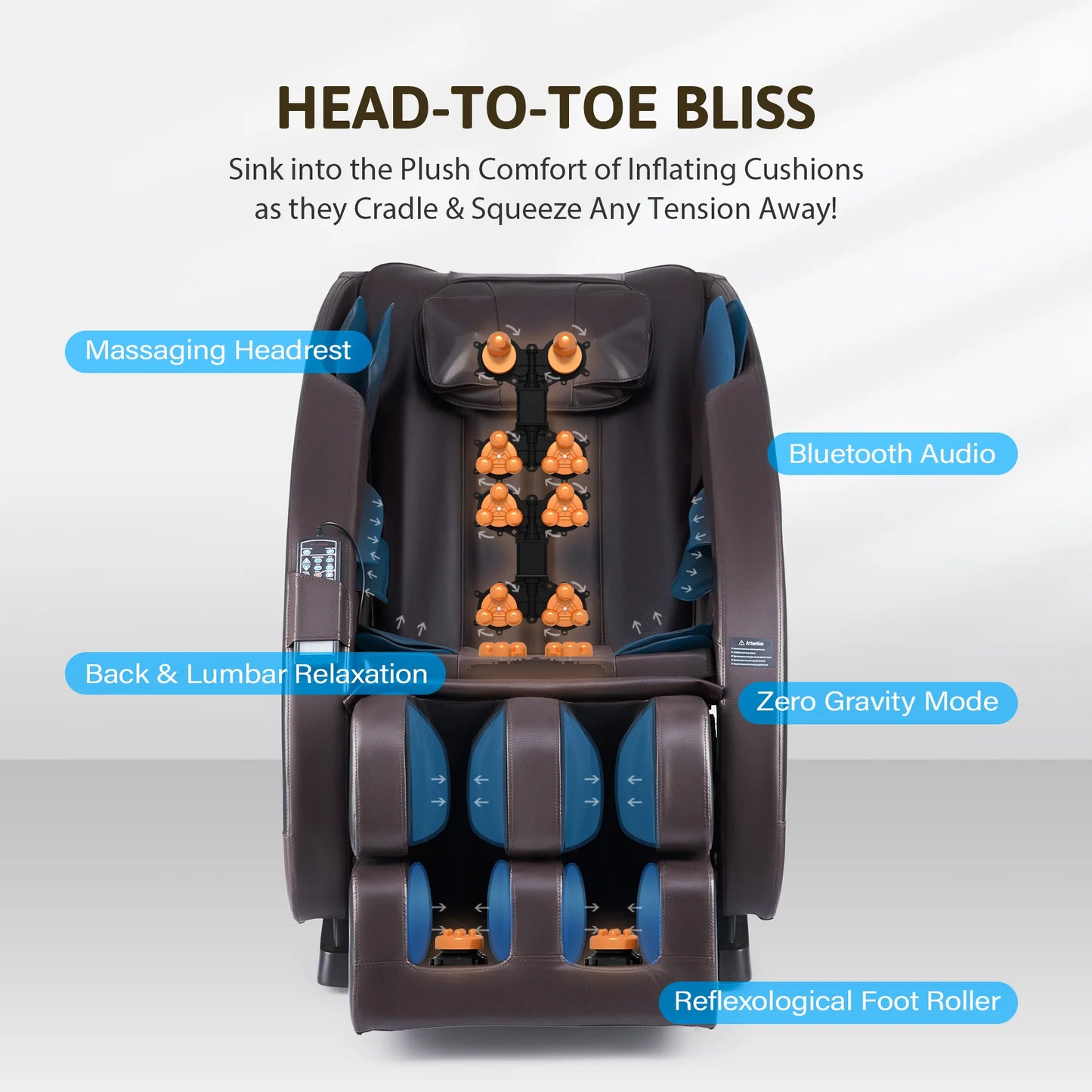 Massage Chair with SL Track 22 Nodes Foot Rollers and Bluetooth Speakers for Ultimate Relaxation