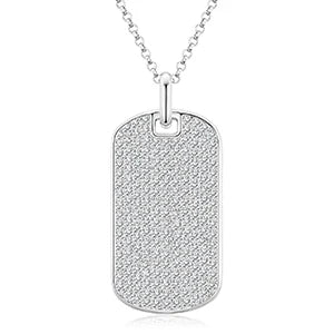 S925 Moissanite Streamline Tag Pendant Necklace for Unisex with Free 2MM Steel Chain