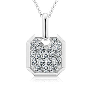 S925 Moissanite Streamline Tag Pendant Necklace for Unisex with Free 2MM Steel Chain